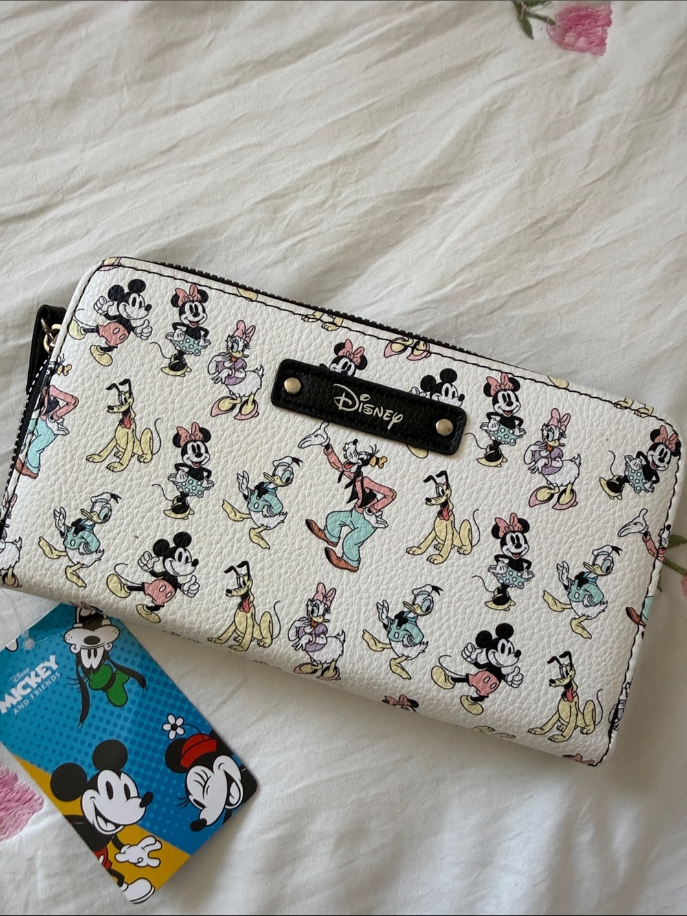 Disney White Zip Wallet with Pastel Pink, Blue & Yellow Character Print